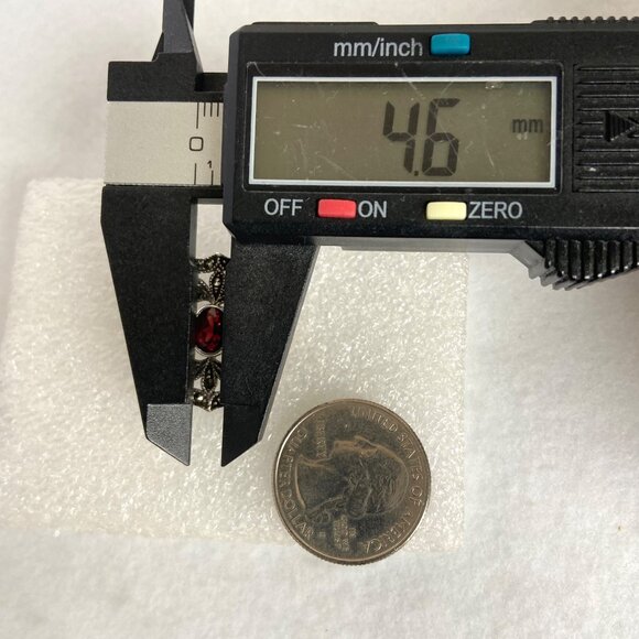 VTG Judith Jack Sterling Silver 925 Art Deco Style Oval Garnet Marcasite Ring - Picture 16 of 16